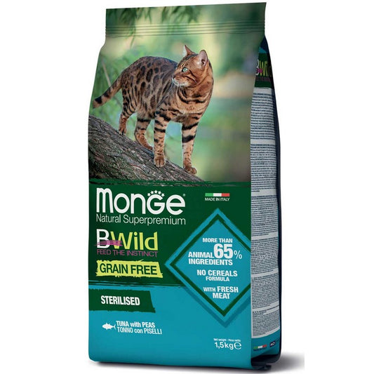 Monge BWild Gatto Grain Free Sterilised Tonno con piselli - MONGE - 34289825448152