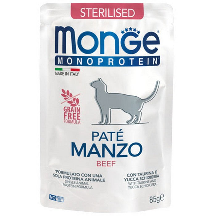 Monge Monoprotein Gatto Paté Manzo - Sterilised 85g - MONGE - 34288842834136