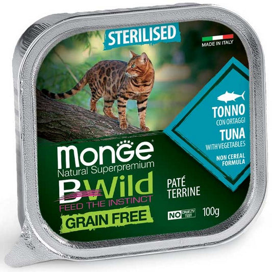 Monge BWild Gatto Grain Free Sterilised Tonno con ortaggi 100g - MONGE - 34289824563416