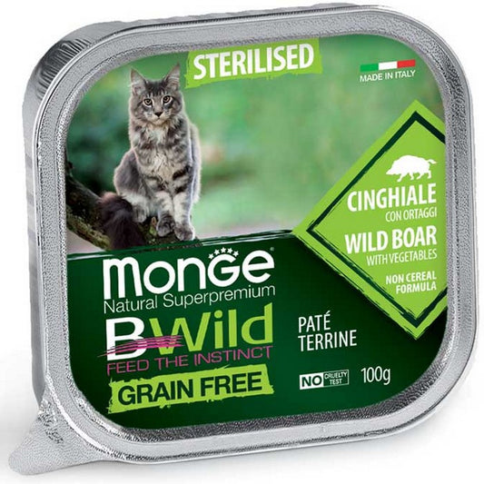 Monge BWild Gatto Grain Free Sterilised Cinghiale con ortaggi 100g - MONGE - 34289824301272